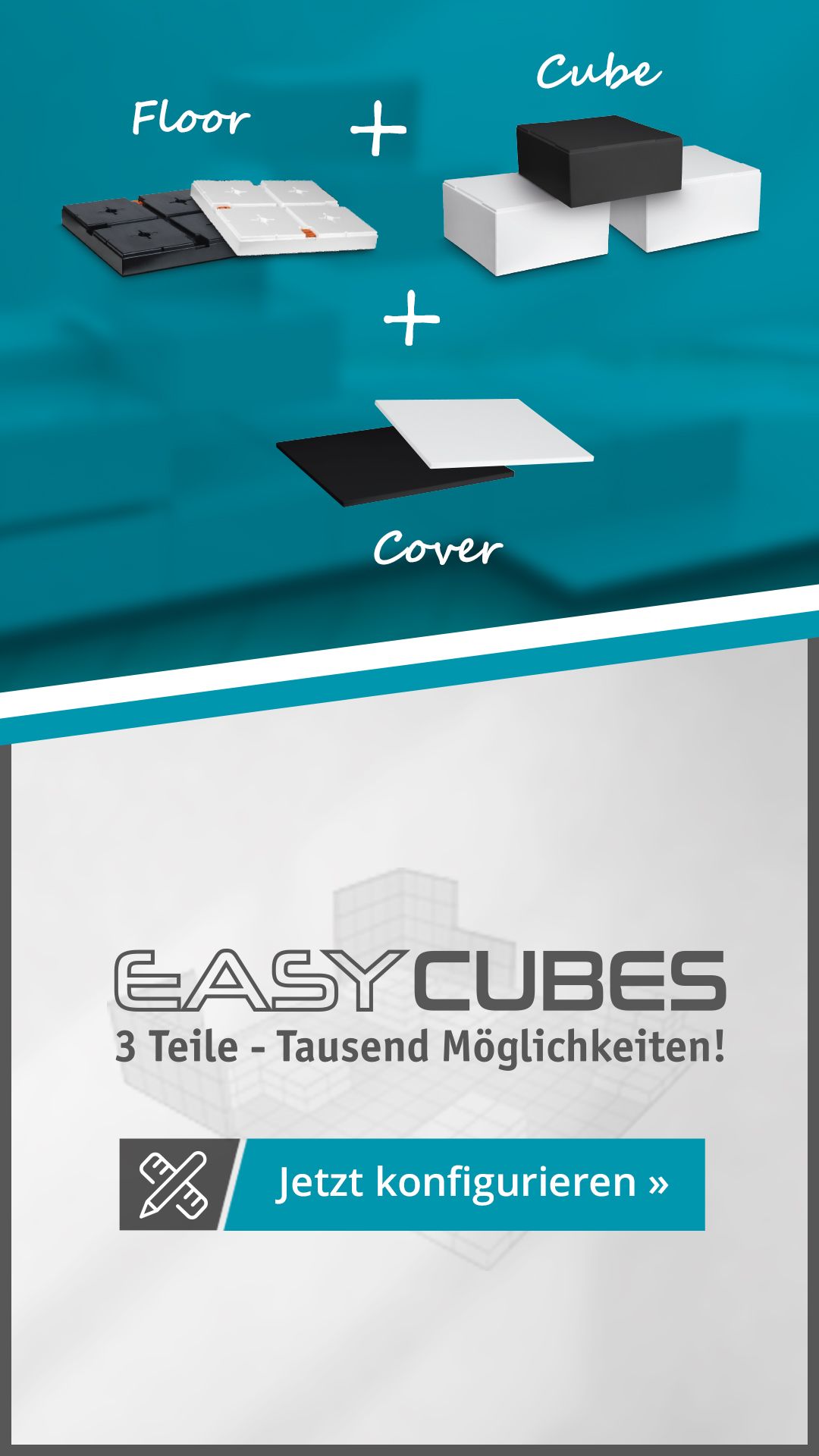 Easy Cubes product presentation system Components for configuration