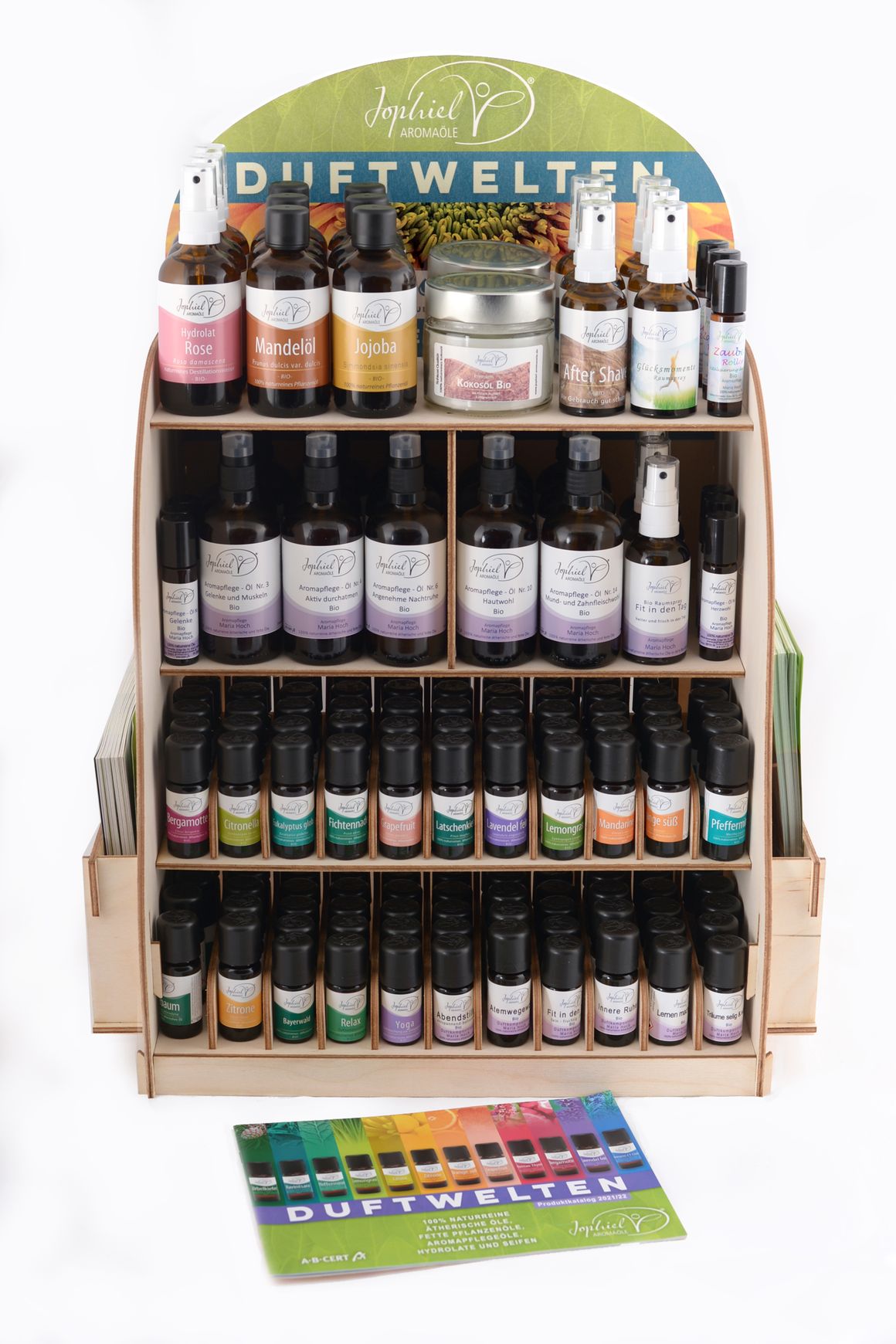 Display with scented oils made from wood pulp board