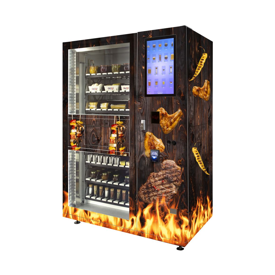 vending machine for bbq meat and cooled sides
