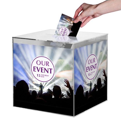 Donation box with print for public events