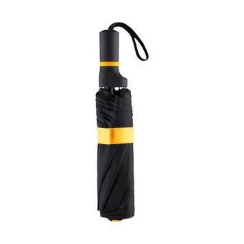Pocket umbrella in asymmetric shape in black yellow