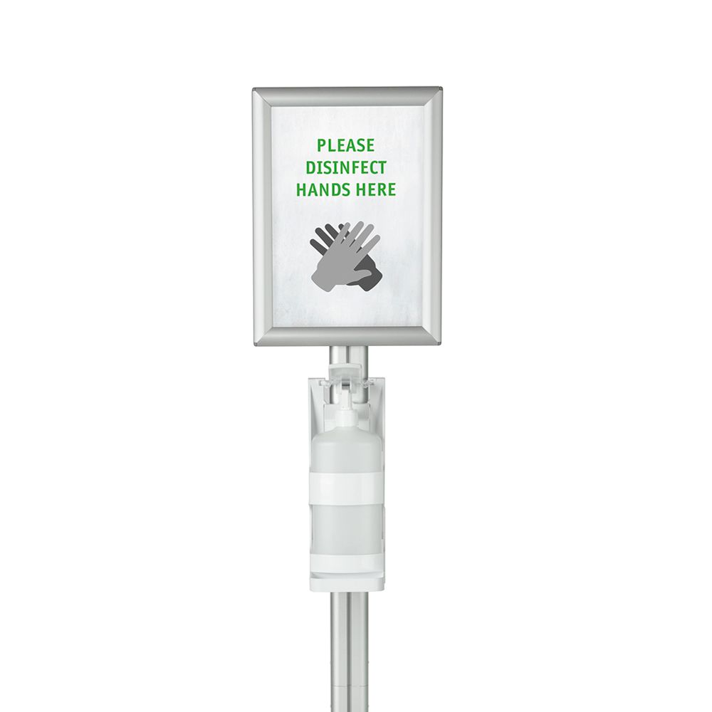 Disinfection dispenser with sensor and insert in snap frame