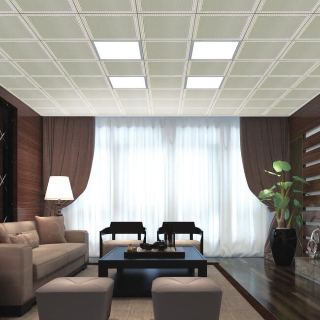 LED panel in a grid ceiling in the reception room