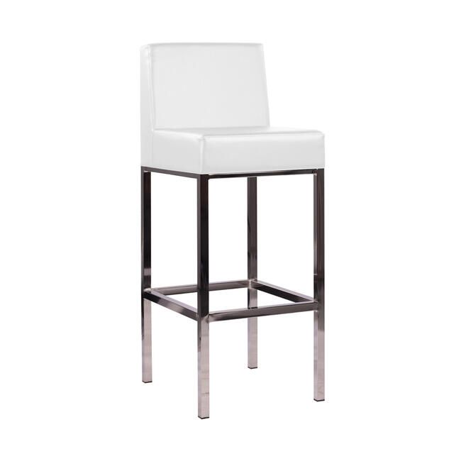 Bar stool with upholstered seat in white
