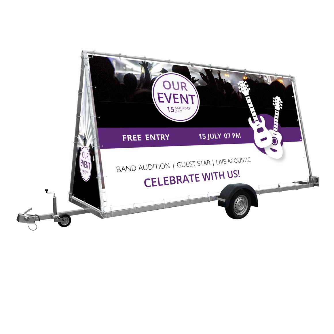 advertising trailer promoting a music event