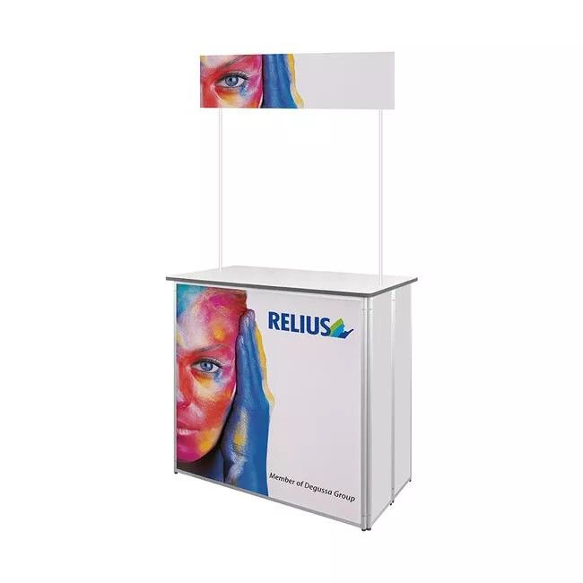 Printed exhibition counter with print on header board
