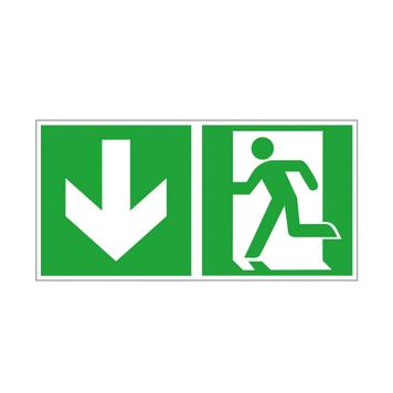 Emergency exit left with downwards directional arrow
