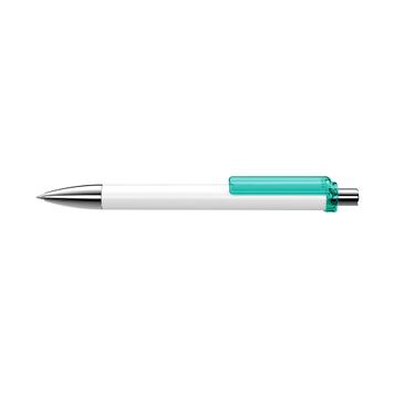 Push Button Ballpoint Pen "Fashion" in Black or White with Coloured Clip