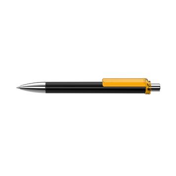 Push Button Ballpoint Pen "Fashion" in Black or White with Coloured Clip