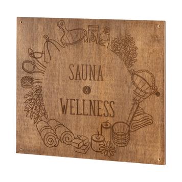 Wooden Sign Madera "Sauna & Wellness"