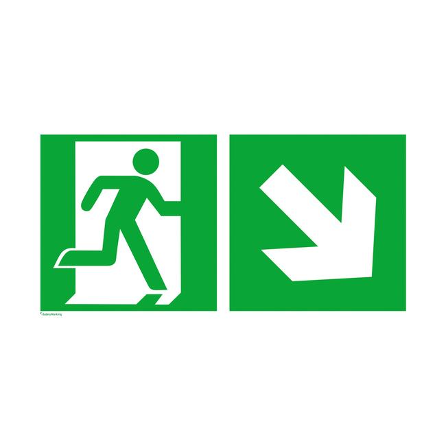 Emergency exit right with directional arrow right downwards
