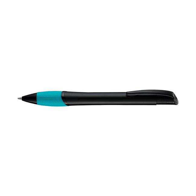 Metal Push Button Ballpoint Pen "Opera M", black with coloured grip zone