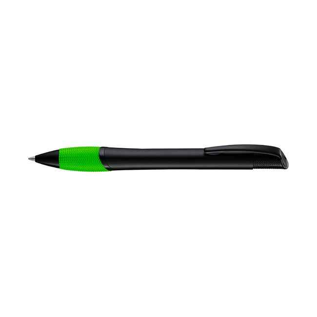 Metal Push Button Ballpoint Pen "Opera M", black with coloured grip zone