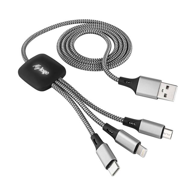 MAGNITTO Multi Charging Cable Magnetic Multi Charger Adapter 3FT Nylon Braided Universal 3 in 1 Multiple USB Cable Charging Cord Adapter with Type-C Micro USB Port Connectors for Cell Phones Tablets
