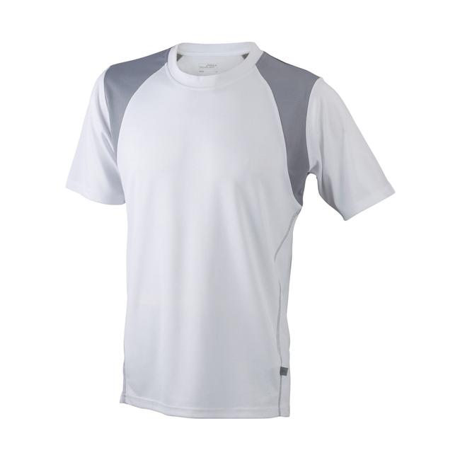 Men Running T-shirt, 2-coloured sports T-shirt for men white/silver ...