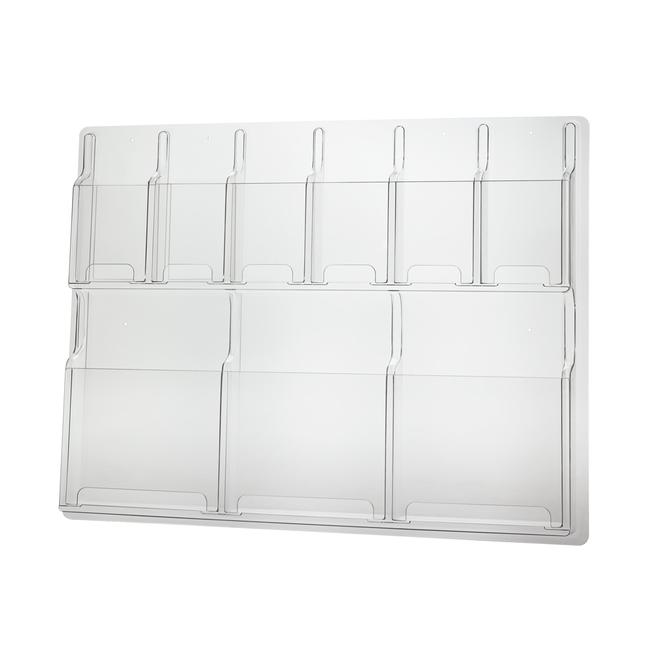 Wallmounted Leaflet Holder Deluxe 3x A4 And 6x ⅓ Vkf Renzel - Wall Mounted Leaflet Display Racks