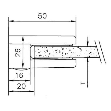 Large Glass Clamp for Mounting on Walls 6, 8 and 10 mm