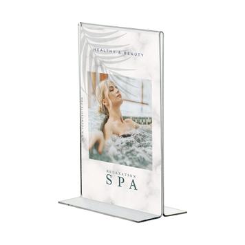 Acrylic Menu Card Holder "T Shape" in DIN Formats, crystal clear, 2 mm