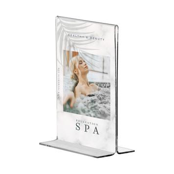 Acrylic Menu Card Holder "T Shape" in DIN Formats, crystal clear, 2 mm