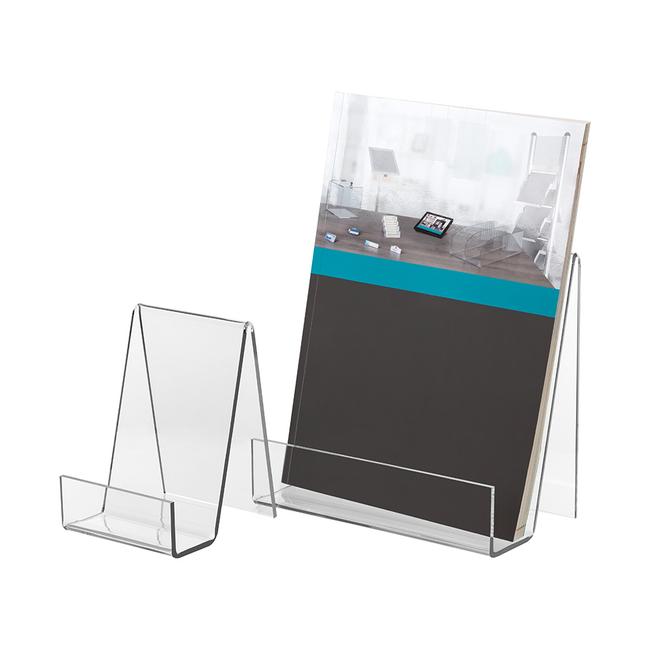 Book Easel Anti-Slip Border for Handwriting Reading Art and Laptop 2 Pack Slightly Elevated Clear Acrylic Book Display Stand with 1.5 Ledge Kamehame Book Stands for Display 12x8.5x5.1 