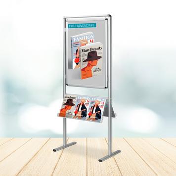 Poster Stand "Info", 32 mm Profile, Round Corners, Silver Anodised