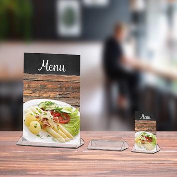 Acrylic Menu Card Holder "Closed Form" for Standard Paper Sizes