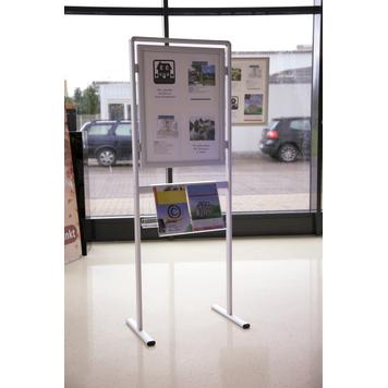Information Stand "Broker", 35 mm profile, mitred corners, silver anodised