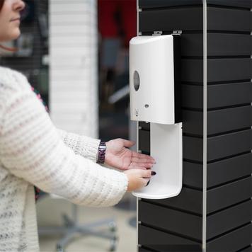 Sensor-Wall - Disinfection Dispenser Retrofit Set for attaching to the FlexiSlot® slatwall